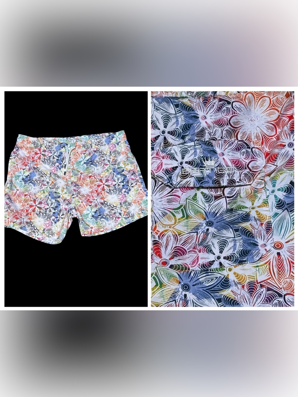 Bertigo Board Surf Swim Shorts #1 Floral XL